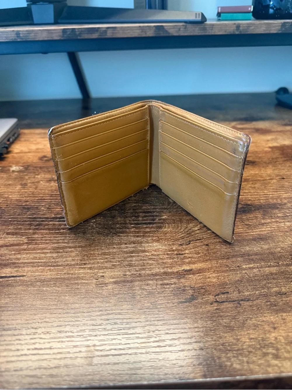 MCM Tan Logo-Stamped Leather Bi-Fold Wallet
